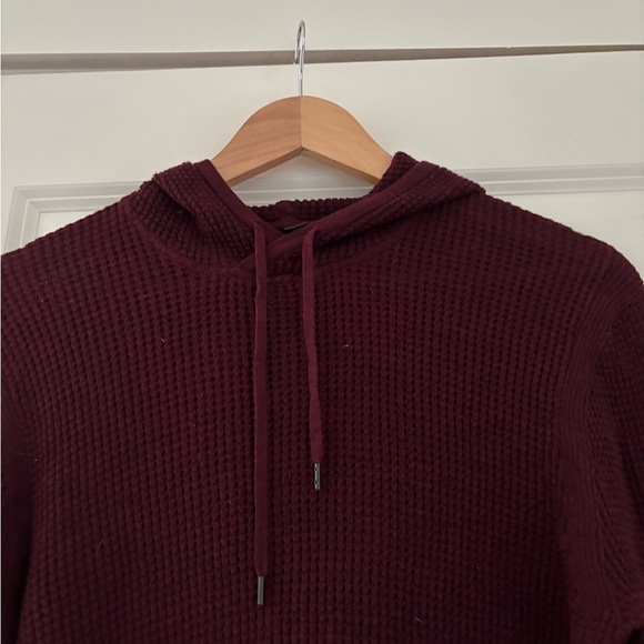 John Varvatos Waffle Knit Pullover Hoodie Wine - Picture 4 of 8